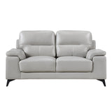 Mischa Silver Grain Top Grain Leather Loveseat