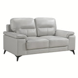 Mischa Silver Grain Top Grain Leather Loveseat