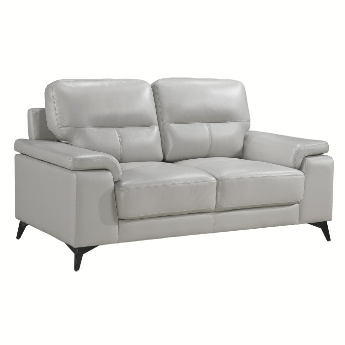 Mischa Silver Grain Top Grain Leather Loveseat