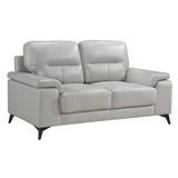 Mischa Silver Grain Top Grain Leather Loveseat