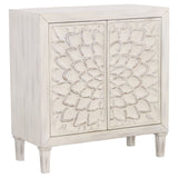 Clarkia Accent Cabinet With Floral Carved Door White