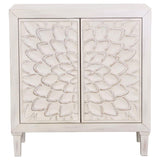 Clarkia Accent Cabinet With Floral Carved Door White