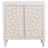 Clarkia Accent Cabinet With Floral Carved Door White