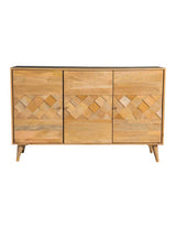 Alyssum Checkered Pattern 3-Door Accent Cabinet Natural