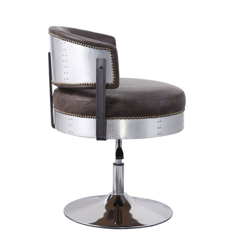 Brancaster Distress Chocolate Top Grain Leather & Chrome Finish Chair