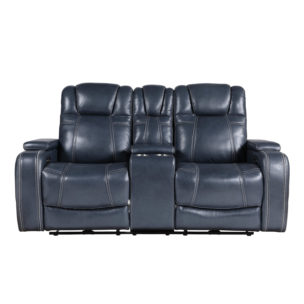 Keziah Power Double Reclining Love Seat With Center Console, Headrests And Storage Arms