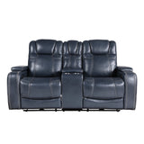 Keziah Power Double Reclining Love Seat With Center Console, Headrests And Storage Arms