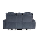 Keziah Power Double Reclining Love Seat With Center Console, Headrests And Storage Arms