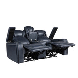 Keziah Power Double Reclining Love Seat With Center Console, Headrests And Storage Arms