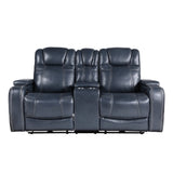 Keziah Power Double Reclining Love Seat With Center Console, Headrests And Storage Arms