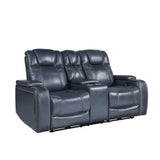 Keziah Power Double Reclining Love Seat With Center Console, Headrests And Storage Arms