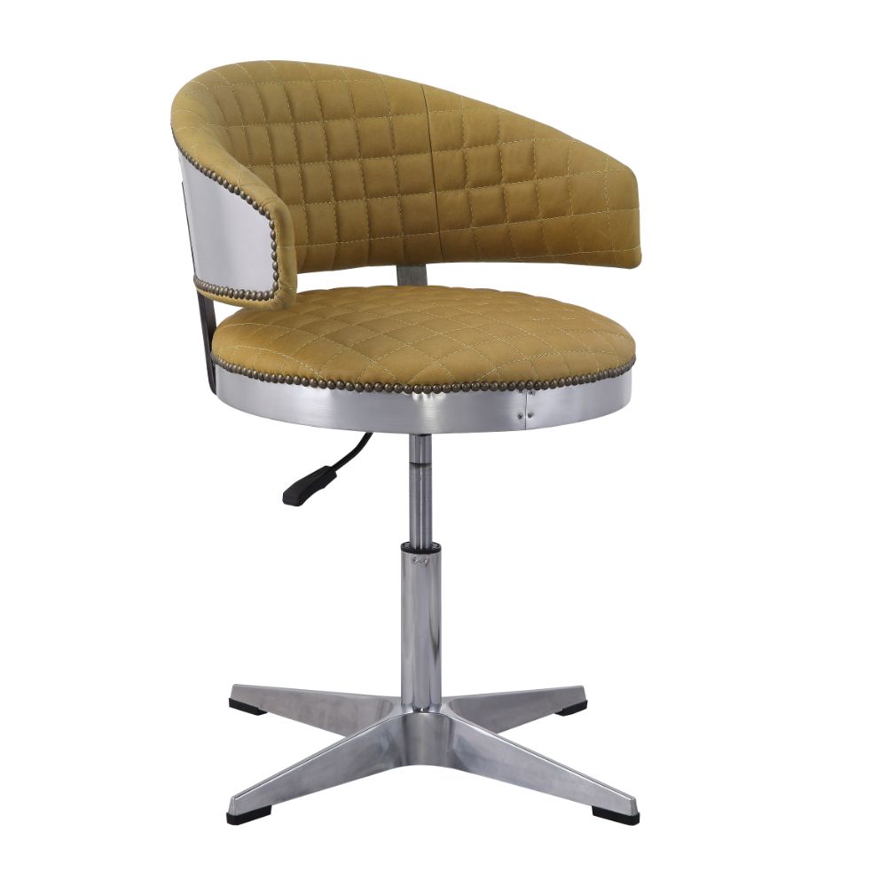 Brancaster Turmeric Top Grain Leather & Chrome Finish Chair