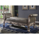 Dresden Synthetic Leather & Vintage Bone White Finish Bench
