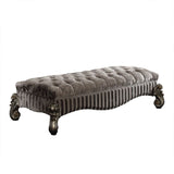 Versailles Fabric & Antique Platinum Finish Bench