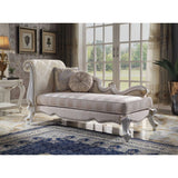 Picardy Pattern Fabric & Antique Pearl Finish Chaise