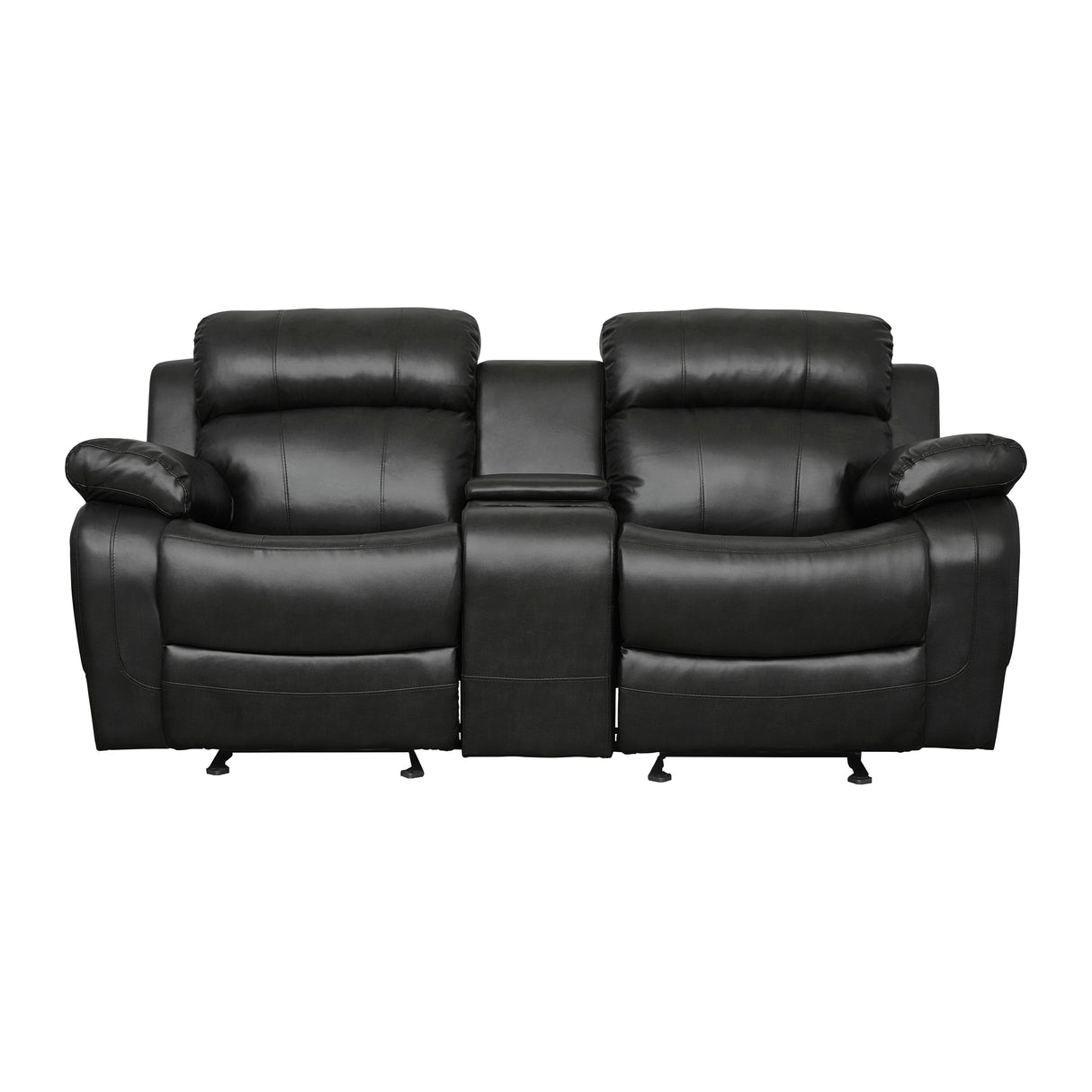 Marille Black Bonded Leather Reclining Loveseat
