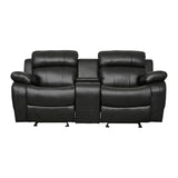 Marille Black Bonded Leather Reclining Loveseat
