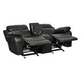 Marille Black Bonded Leather Reclining Loveseat