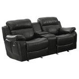 Marille Black Bonded Leather Reclining Loveseat