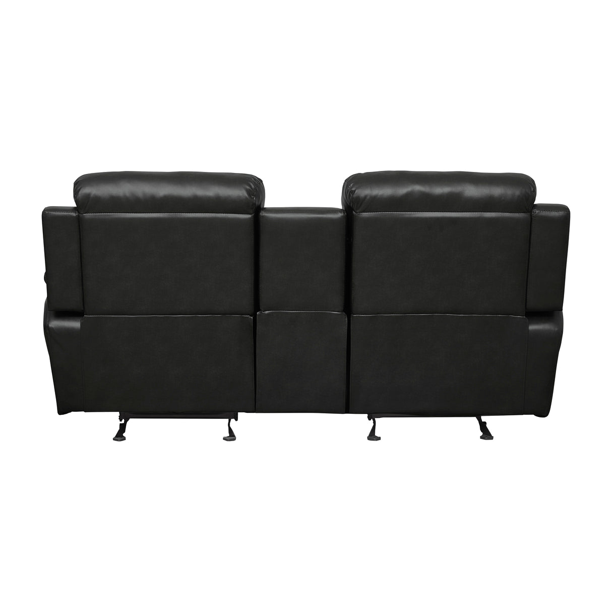 Marille Black Bonded Leather Reclining Loveseat