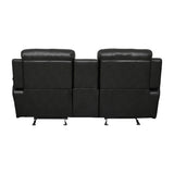 Marille Black Bonded Leather Reclining Loveseat