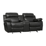 Marille Black Bonded Leather Reclining Loveseat