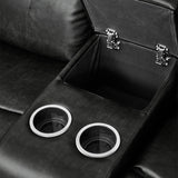 Marille Black Bonded Leather Reclining Loveseat