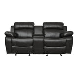 Marille Black Bonded Leather Reclining Loveseat