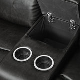 Marille Black Bonded Leather Reclining Loveseat