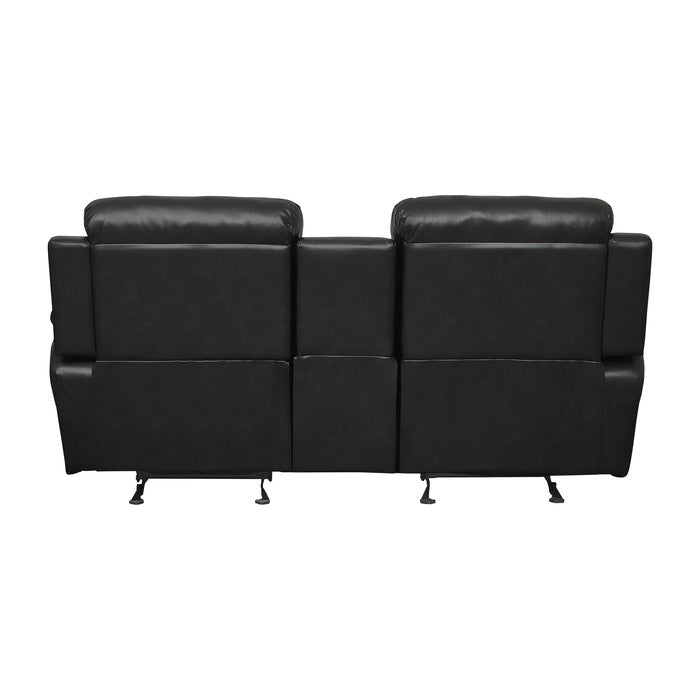 Marille Black Bonded Leather Reclining Loveseat