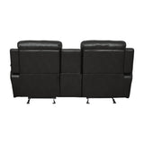 Marille Black Bonded Leather Reclining Loveseat