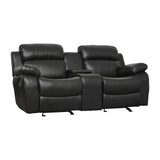 Marille Black Bonded Leather Reclining Loveseat