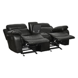 Marille Black Bonded Leather Reclining Loveseat