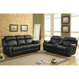 Marille Black Bonded Leather Reclining Loveseat