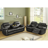 Marille Black Bonded Leather Reclining Loveseat