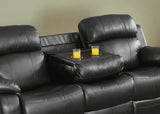 Marille Black Bonded Leather Reclining Sofa