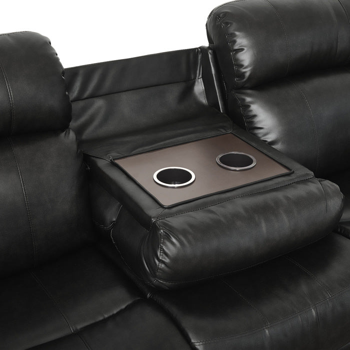 Marille Black Bonded Leather Reclining Sofa
