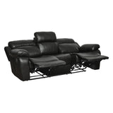 Marille Black Bonded Leather Reclining Sofa