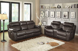 Marille Brown Bonded Leather Reclining Loveseat