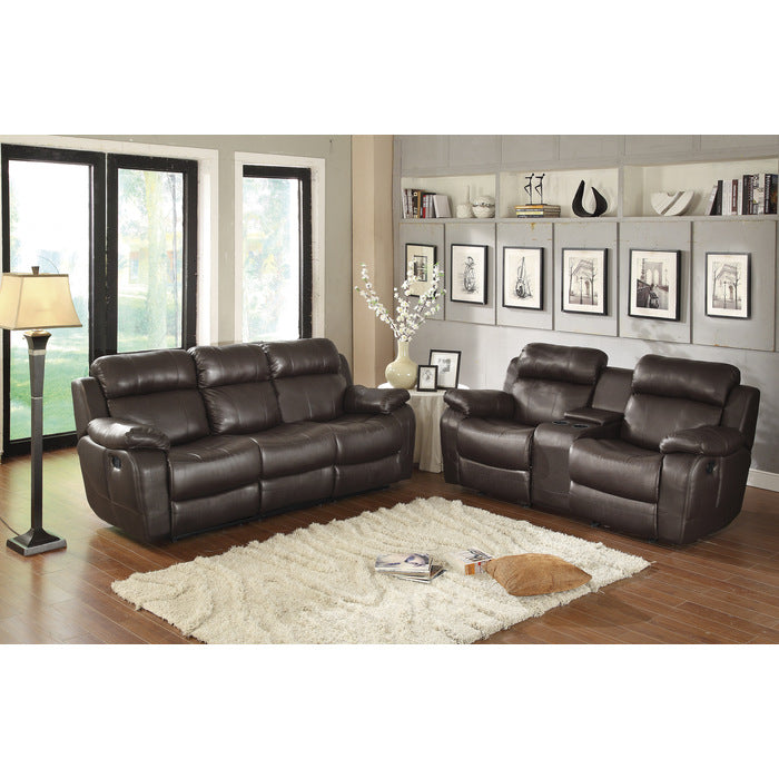 Marille Brown Bonded Leather Reclining Loveseat