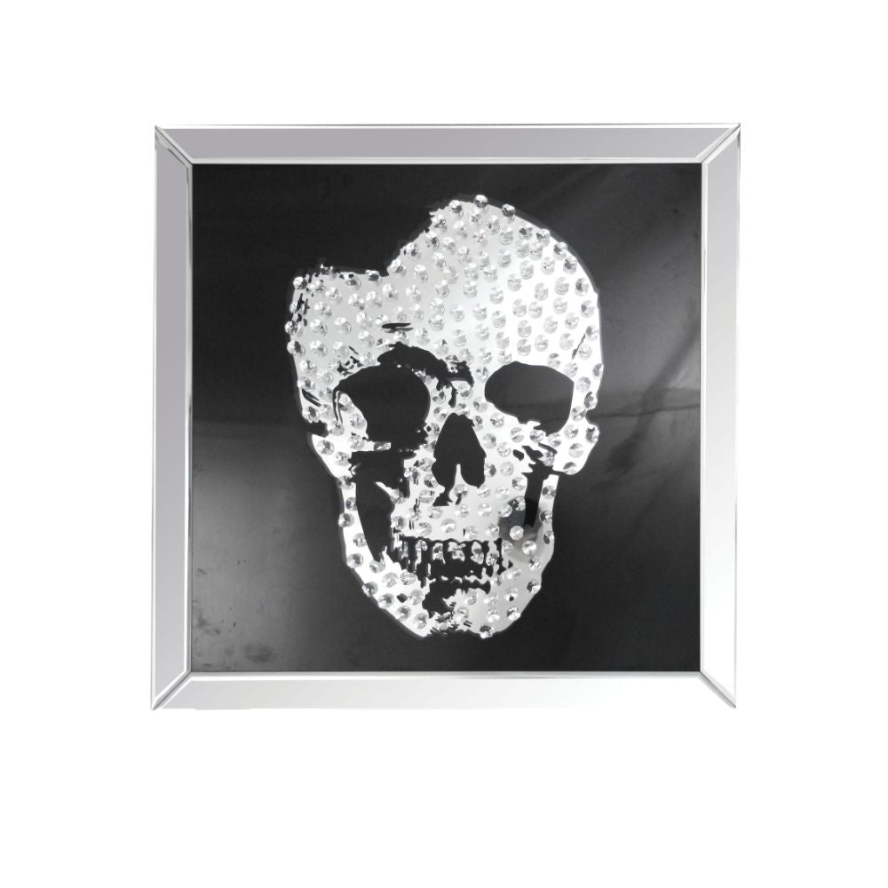 Nevina Mirrored & Faux Crystal Skull Wall Art