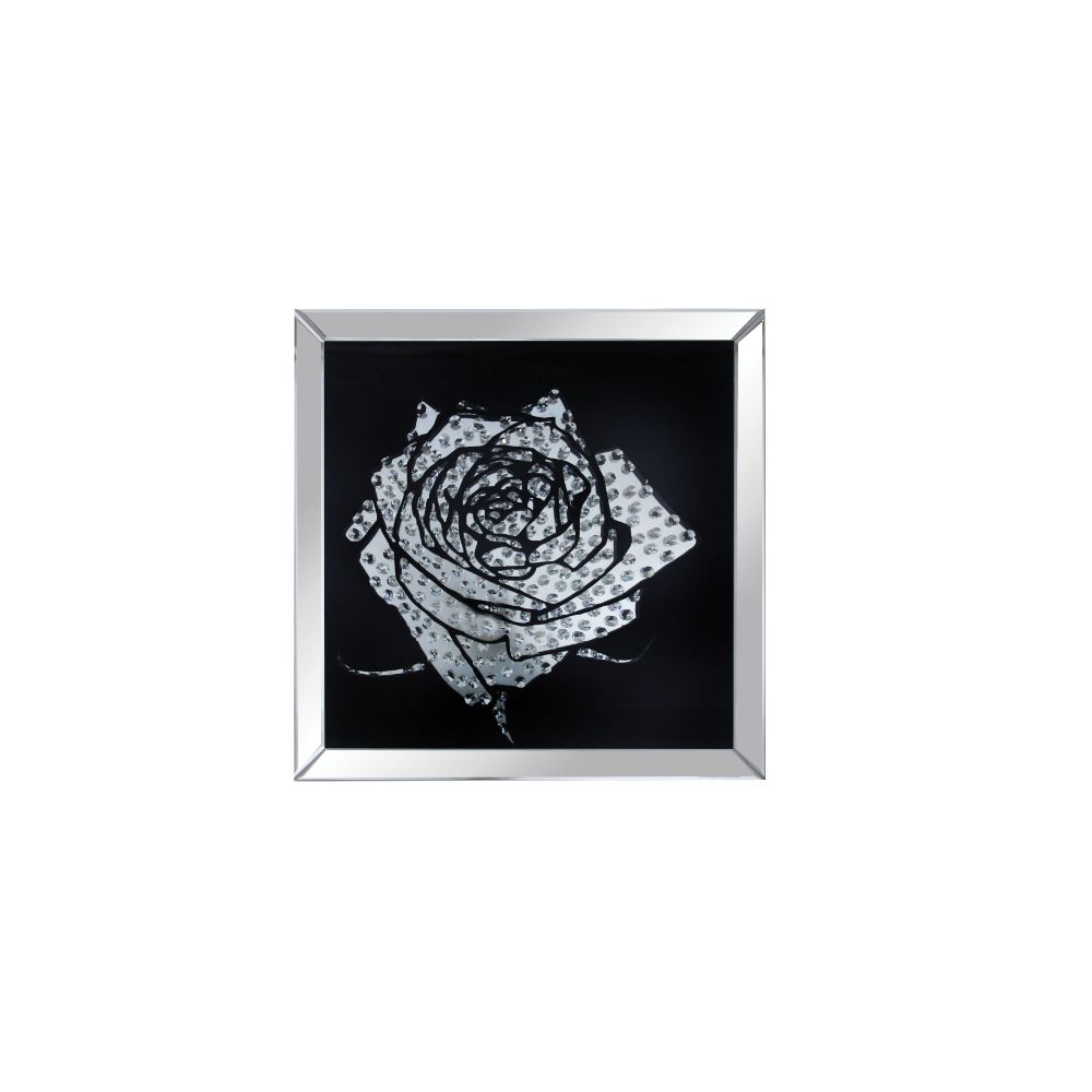 Nevina Mirrored & Faux Crystal Rose Wall Art