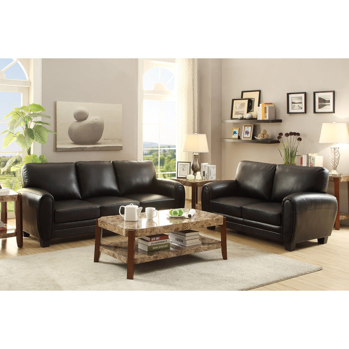 Rubin Black Faux Leather Sofa