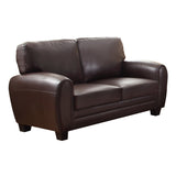 Rubin Dark Brown Faux Leather Loveseat