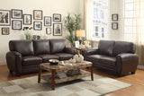 Rubin Dark Brown Faux Leather Loveseat