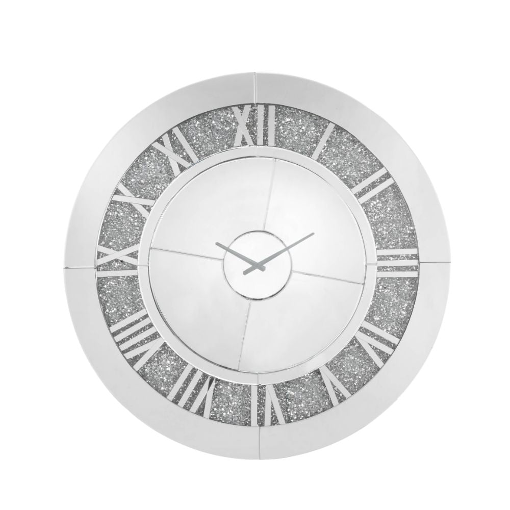 Noralie Mirrored & Faux Diamonds Wall Clock