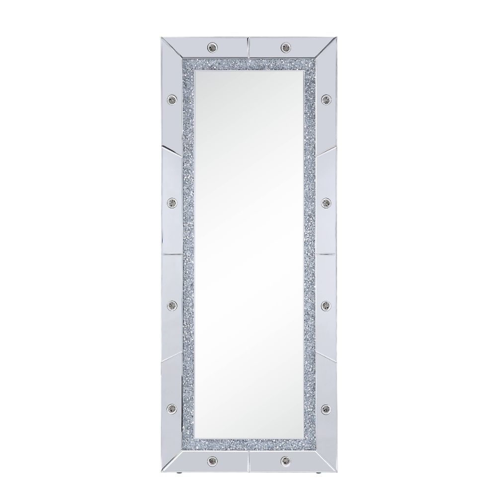 Noralie Mirrored & Faux Diamonds Accent Floor Mirror