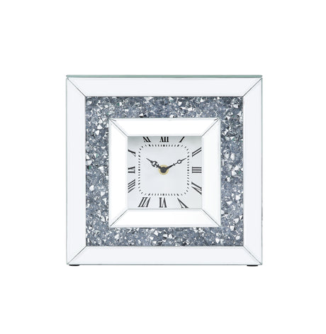 Noralie Mirrored & Faux Diamonds Accent Clock