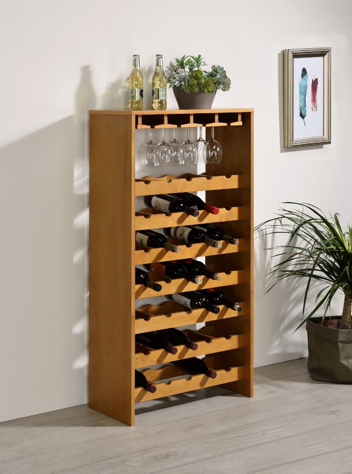 Hanzi Oak Finish Wine Cabinet