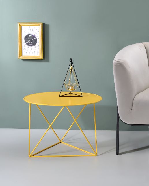 Epidia Yellow Finish Accent Table